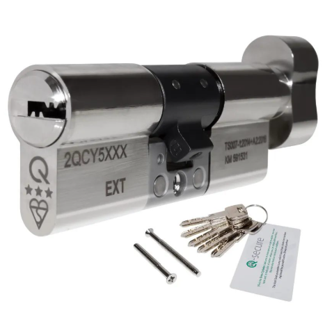 Greenteq 3* Nickel Thumbturn Euro Cylinder (5 keys)