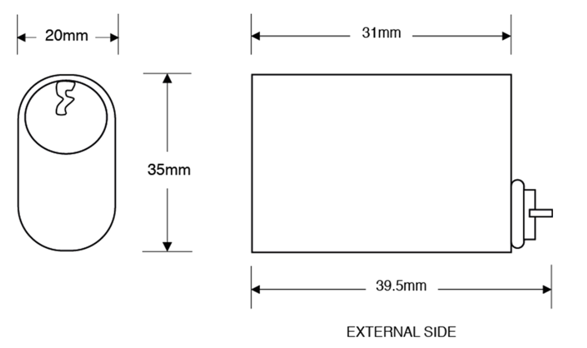 ASEC 6 Pin Scandinavian Oval External Cylinder