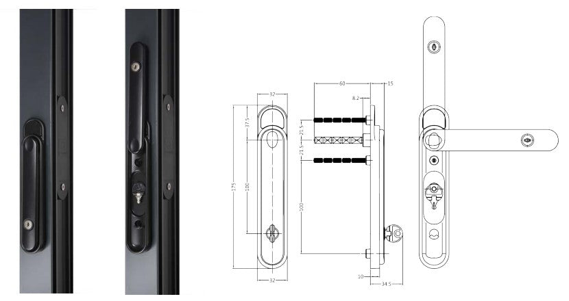 Interlocking Handle Clearline Centrefold Interlocking Bi-Fold Door Handle – Wharfside ...
