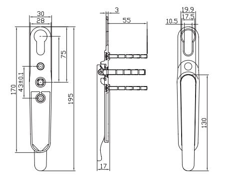 Clearline Lift & Turn Bi-Fold Door Handle with Cylinder Hole