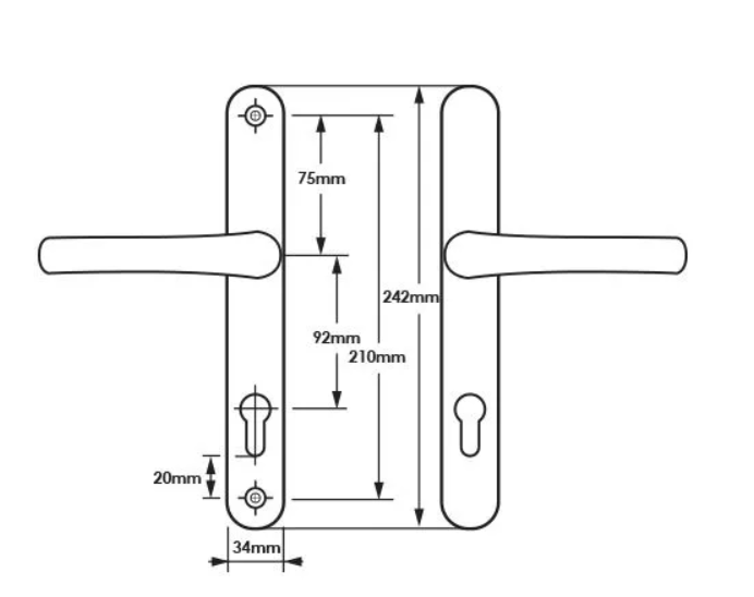 TSS 210mm Lever/Lever Door Handle