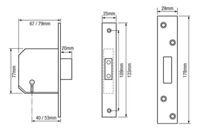Union 3G114E British Standard 5 Lever Mortice Deadlock
