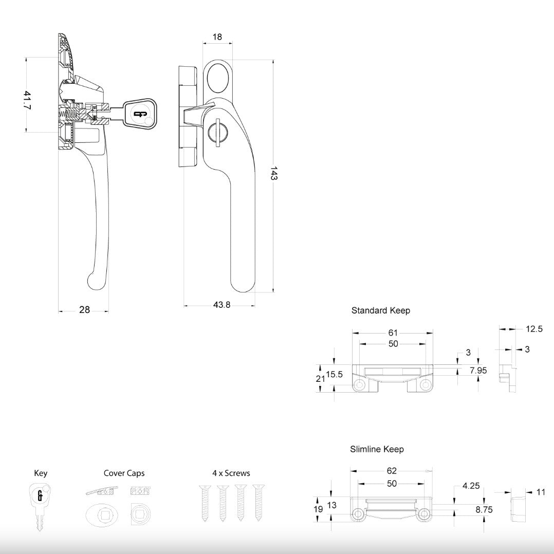 Quick Fox Guru Breakseal Locking Cockspur Timber Window Handle