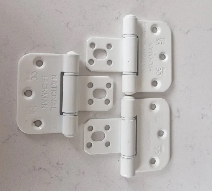 National Hickman White Male Hinges with 35mm Female Hinge Plates and Adjusters