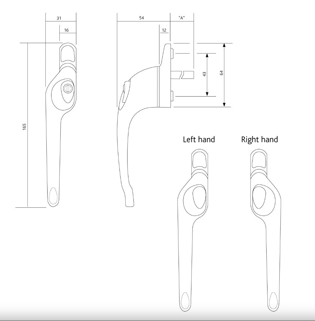 Maxim 40mm Offset Espag Handle