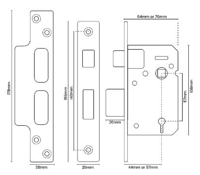5 Lever British Standard Sashlock
