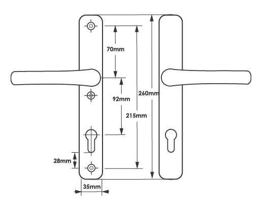 TSS 260mm Lever/Lever Door Handle